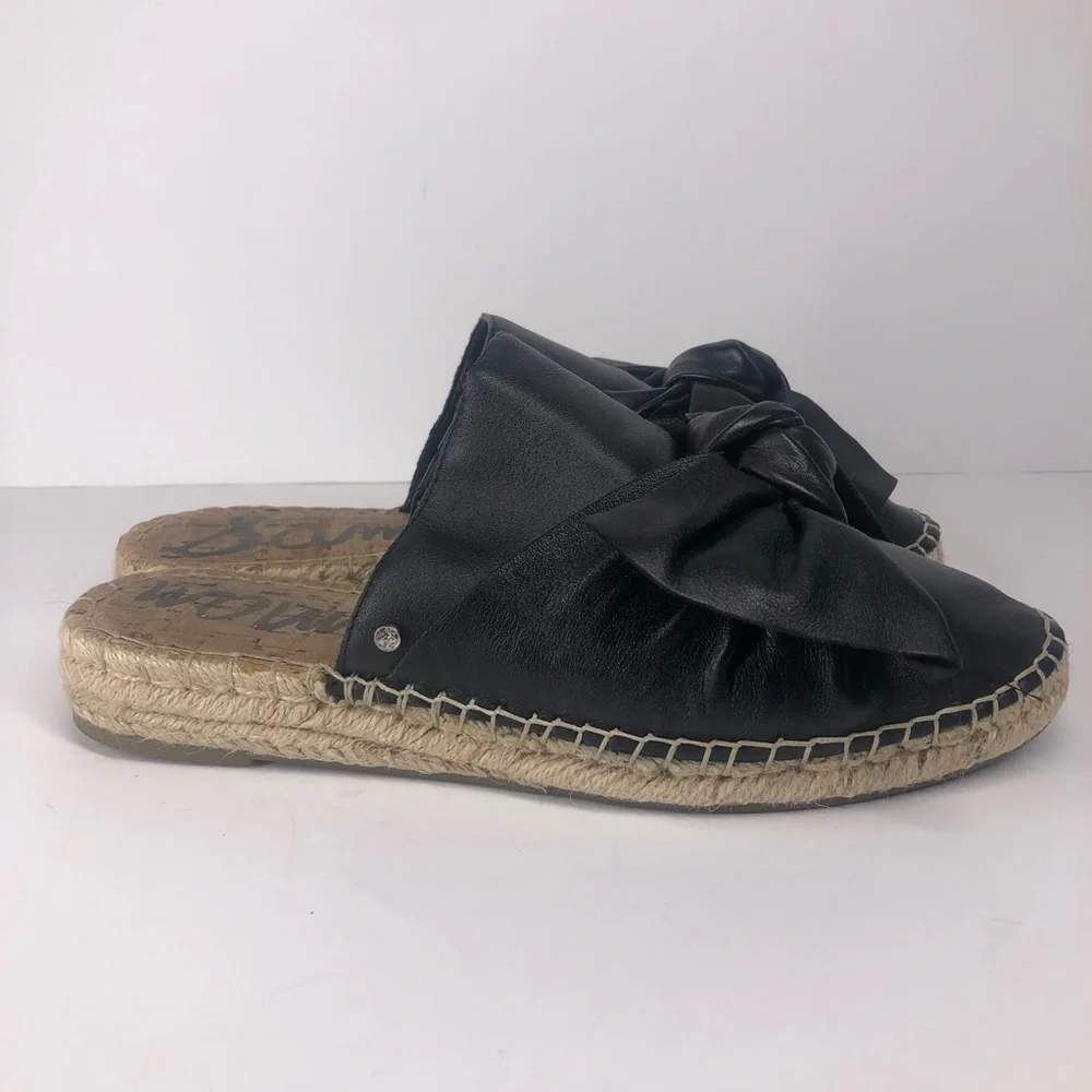 Sam Edelman Leather Black Lynda Bow Espadrille Slip On Shoes Women’s Size 7.5 - Picture 6 of 10